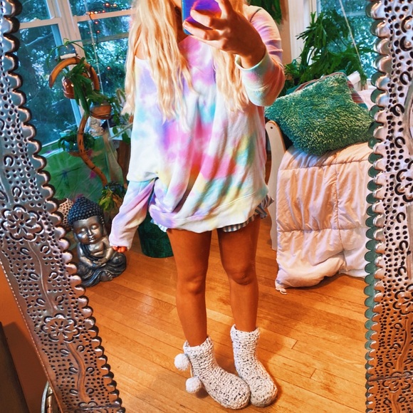 SOLD ON IG✨Pastel Off Shoulder Tie Dye Oversi - Picture 11 of 12